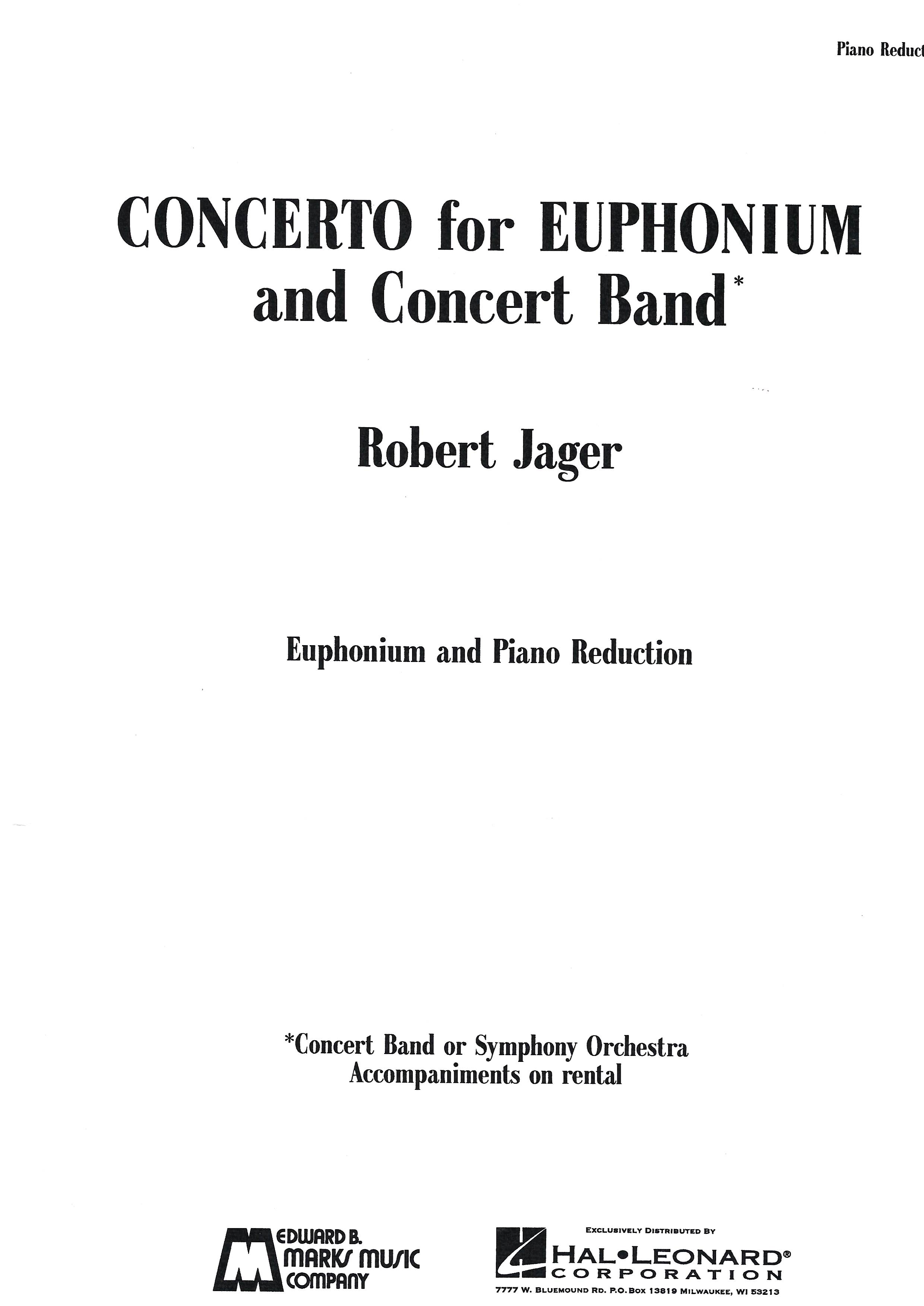 Concerto for Euphonium - Robert Jager - Euphonium and Piano (BC only)