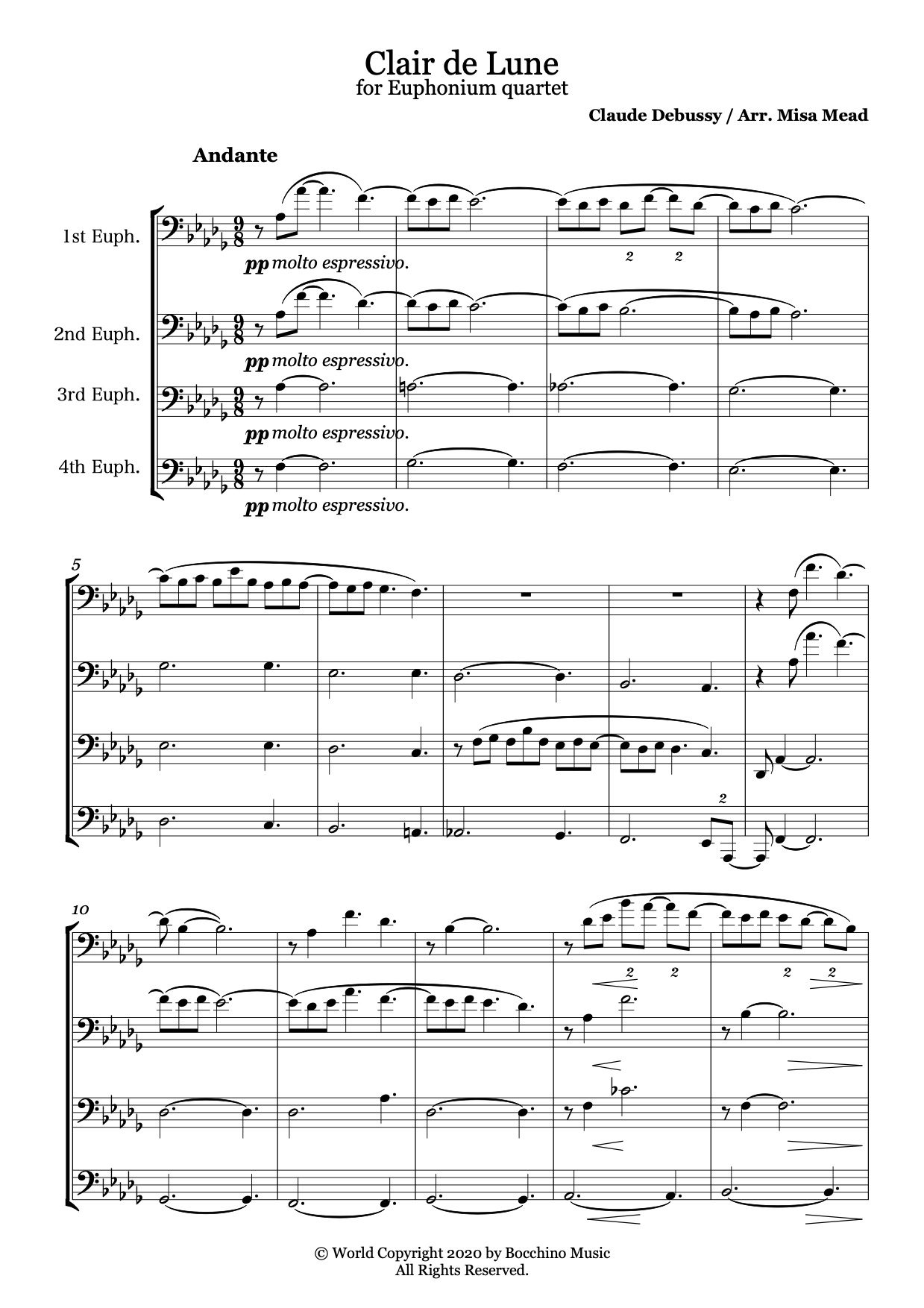 Clair De Lune Debussy Arr Misa Mead Euphonium Quartet