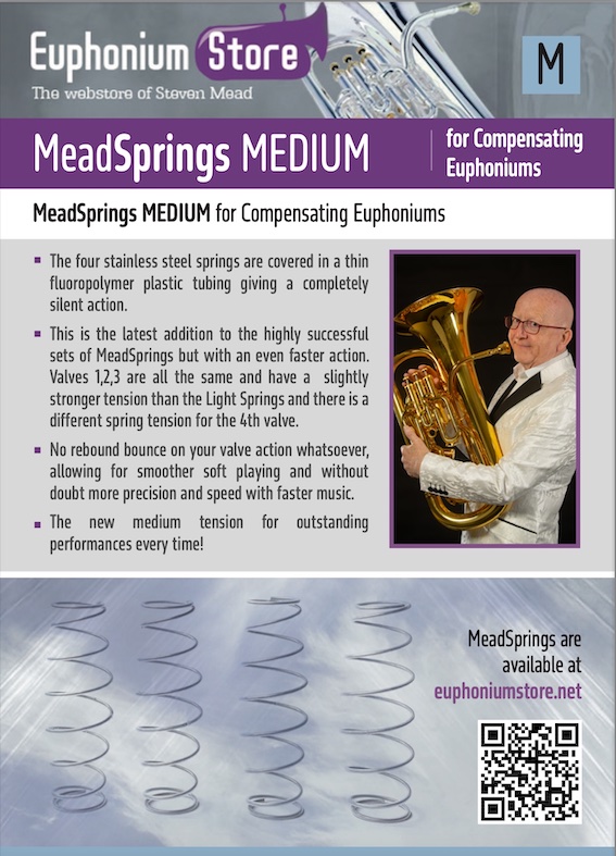 Meadsprings MEDIUM for compensating euphoniums - *NEW* - 1 set of four springs