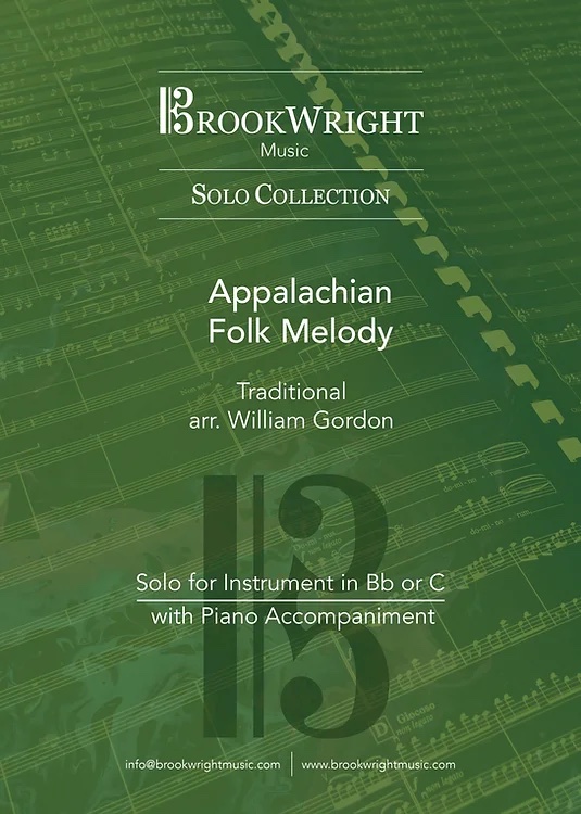  PDF/Digital  Download - Appalachian Folk Melody - arr. William Gordon - Solo for Instrument in Bb or C  and piano